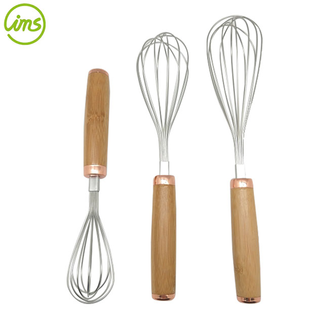 Set of 3pcs Egg Whisk With Bamboo Handle